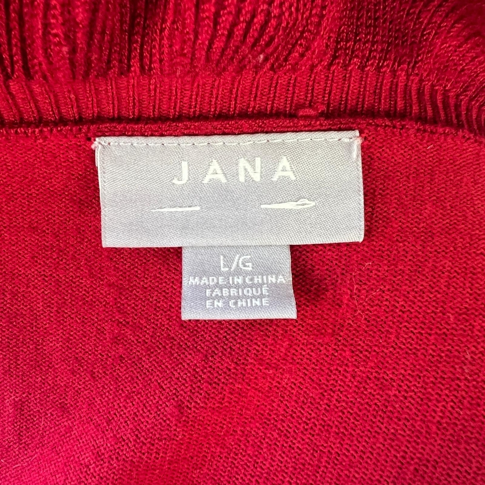 JANA Red Ruffled Cardigan Size Large - Picture 5 of 6